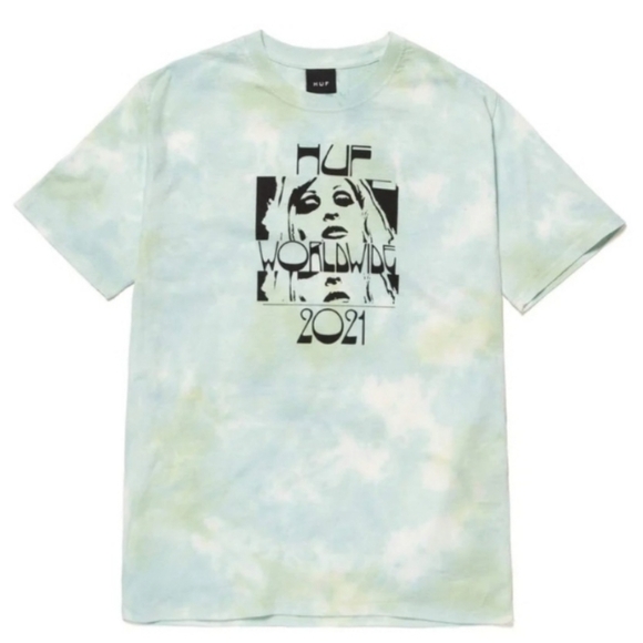 HUF Wasted Darling Tee – Blue Tie-Dye Psychedelic Graphic Shirt | Deadstock M - Picture 2 of 6
